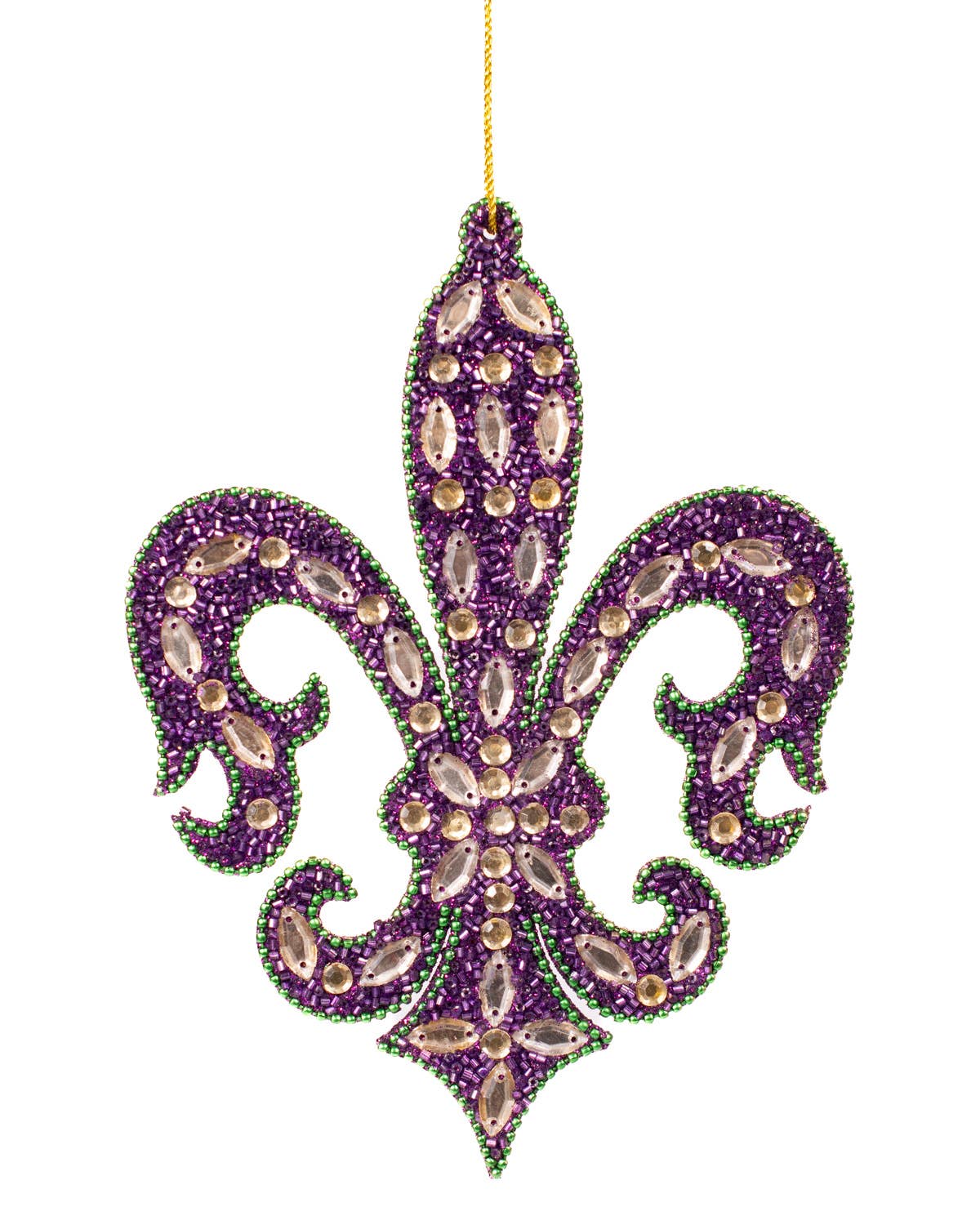 Calliope Fleur de Lis Ornament Purple/Green/Gold 5x7