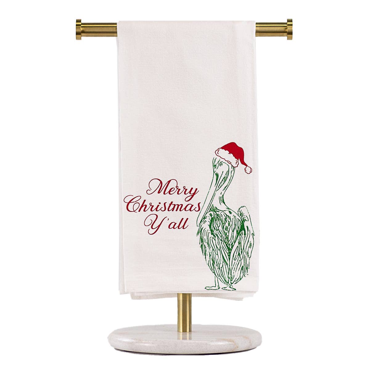 Towel - Christmas Pelican Flour Sack Hand Towel White/Red/Green 20x28