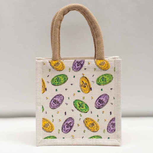 Tote Bag - Gift Tote Mardi Gras Doubloons White-Multi 7x7x5