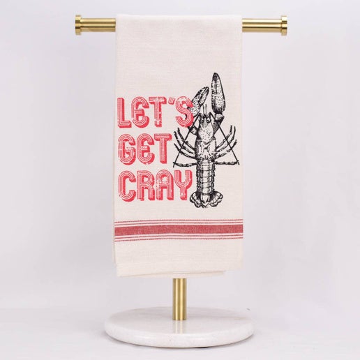 Towel - Lets Get Cray Hand Towel Cream-Red 20x28