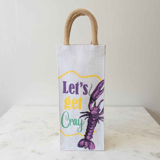 Bag - Wine Bag Let's Get Cray Purple Green Gold 6x14x4