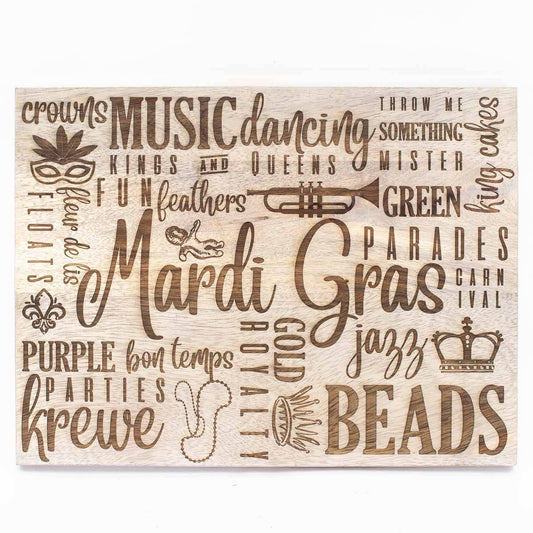 Mardi Gras Traditions Serving Board Antique White 10.5x14