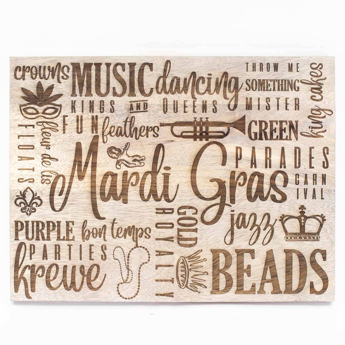 Mardi Gras Traditions Serving Board Antique White 10.5x14
