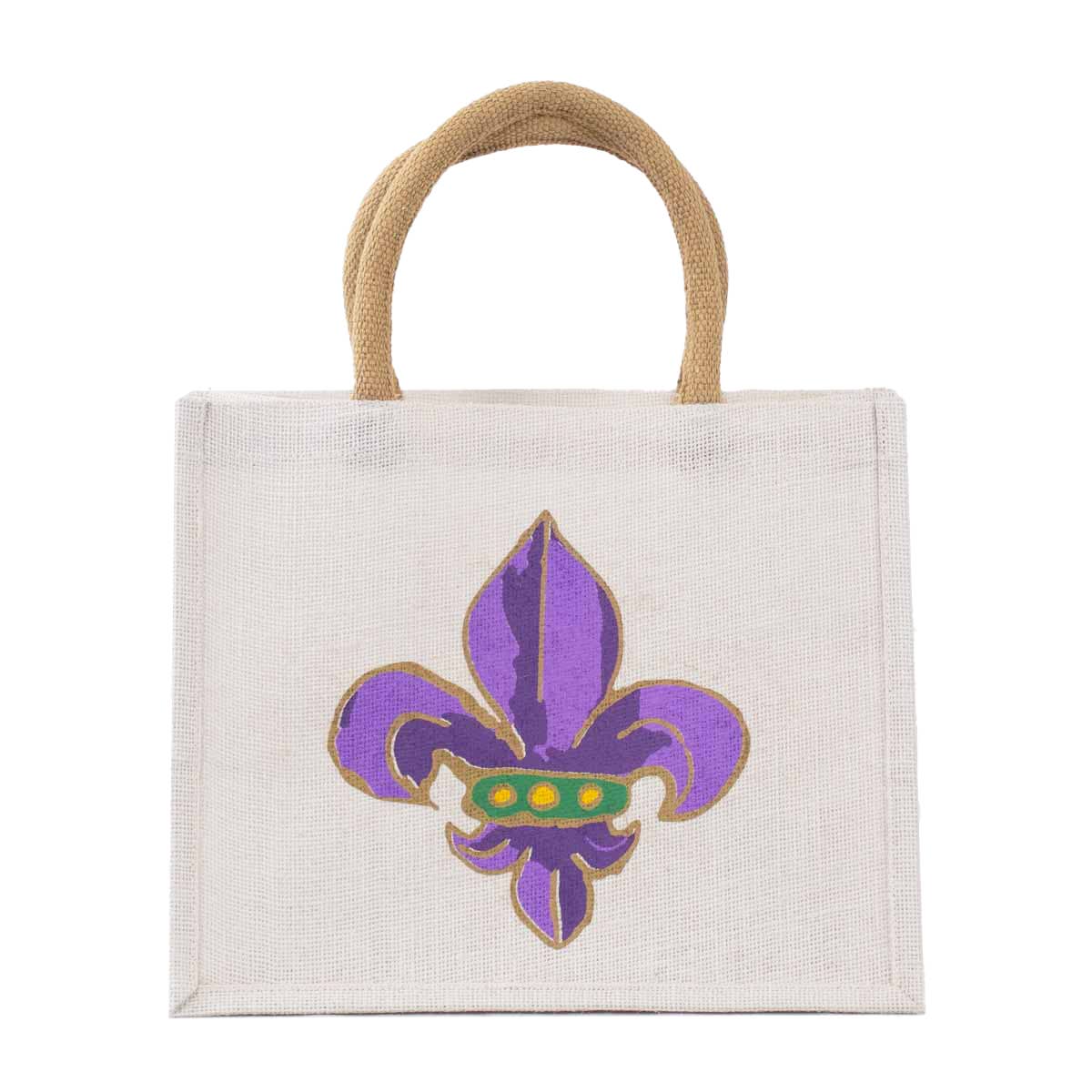 Tote Bag- Orleans Gift Tote White/Purple/Green/Yellow 12x10x8
