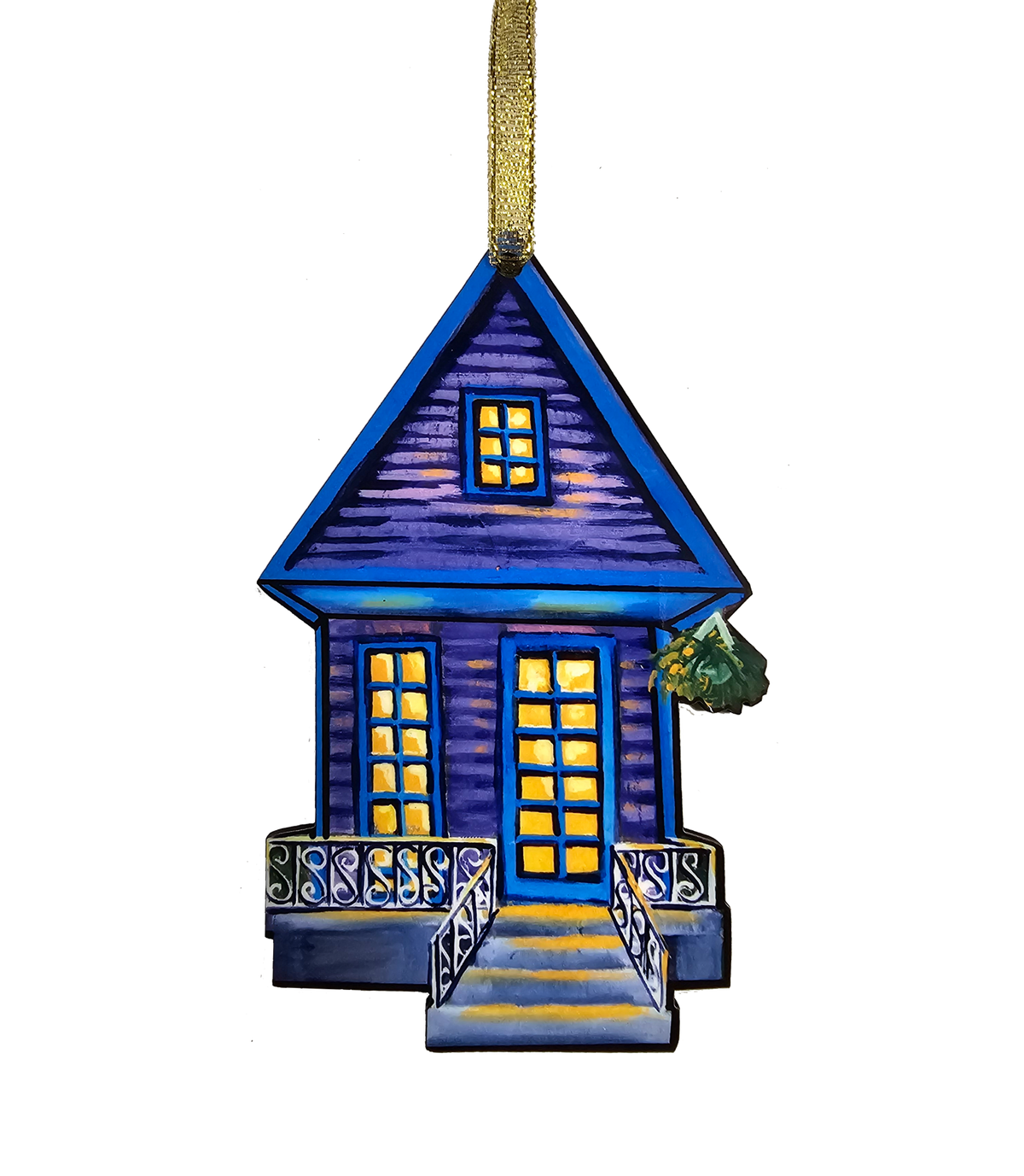 New Orleans Purple Shotgun House Ornament