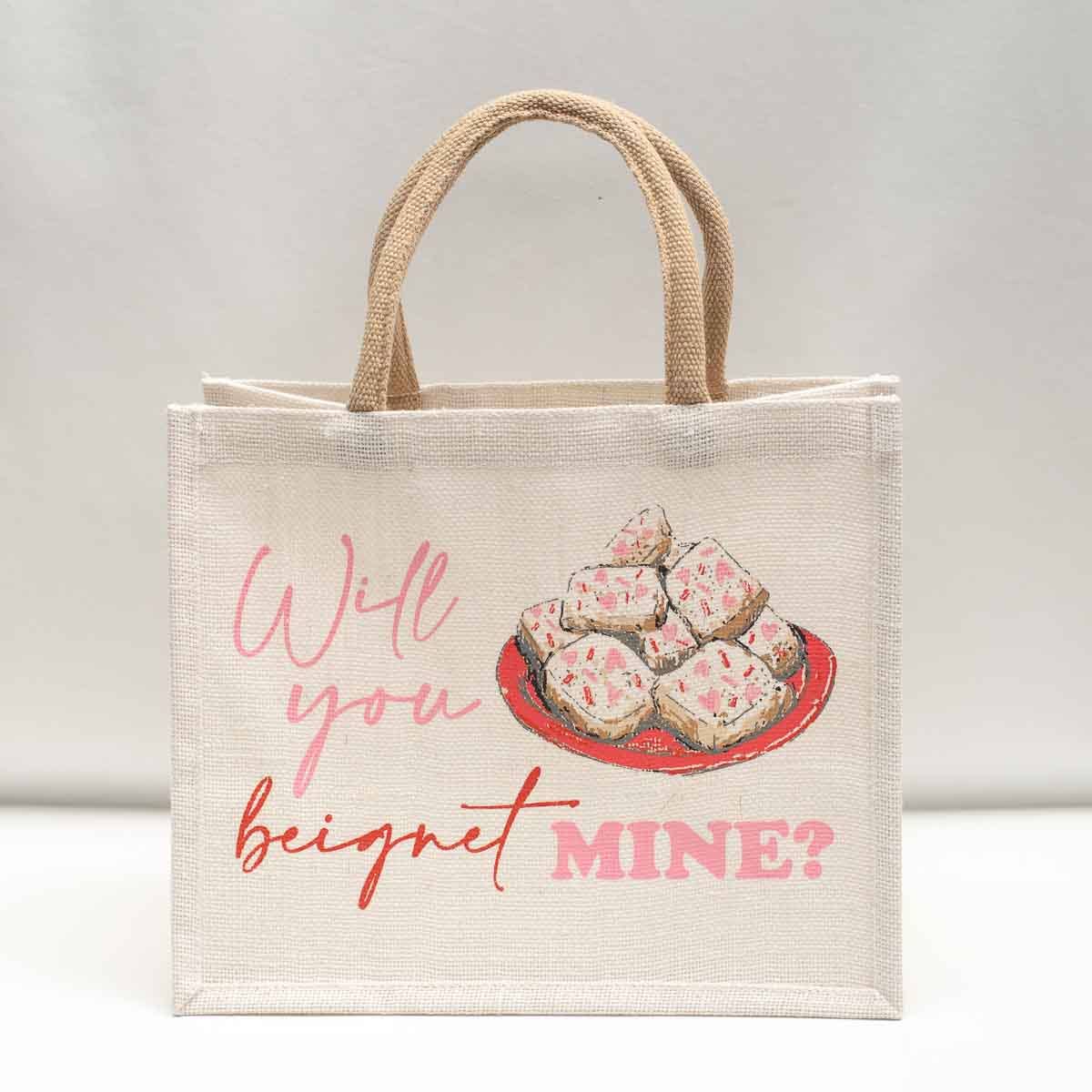 Tote Bag - Beignet Mine Gift Tote White/Pink/Cherry 12x10x8