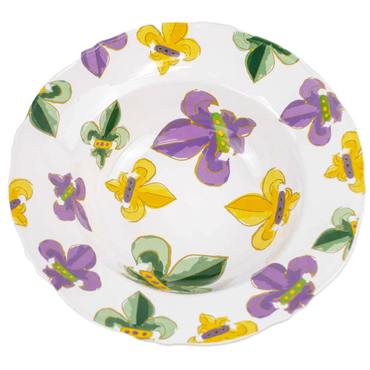 Bowl - Mardi Gras Orleans Bowl   White/Multi   12x12x3.5