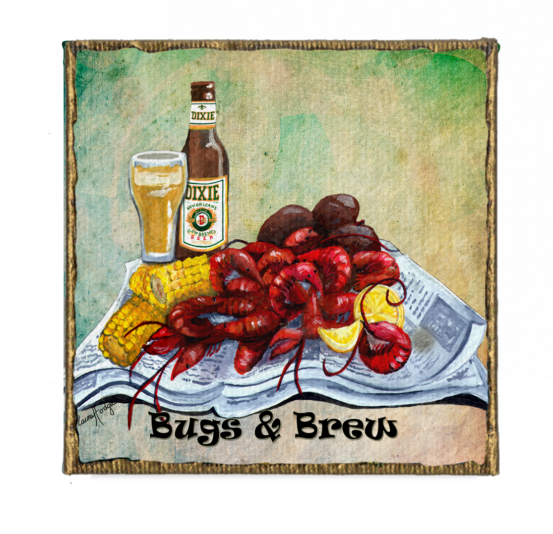 Crawfish Bugs and Brew Canvas Magnet