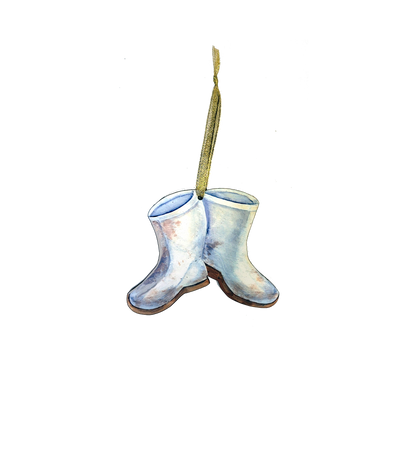 White Shrimp Boots, Dirty White Boots Ornament