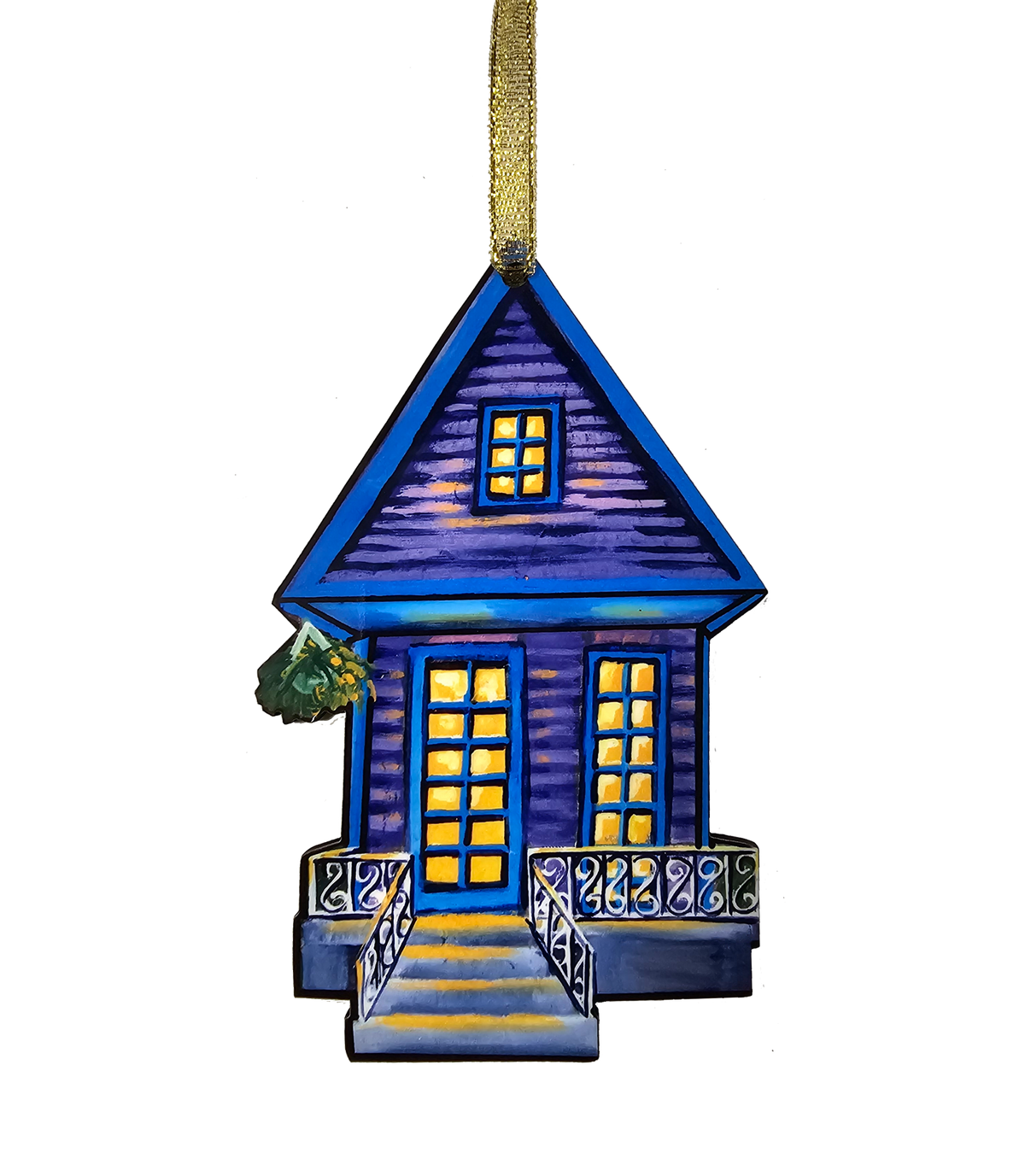 New Orleans Purple Shotgun House Ornament