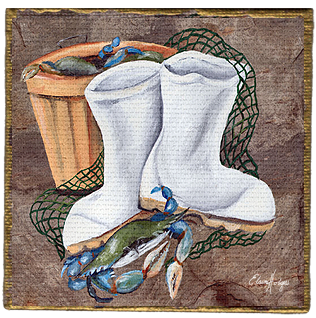 White Boots and Crabs Canvas Magnet