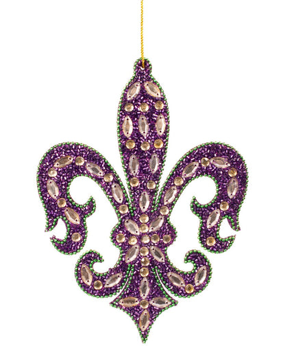 Calliope Fleur de Lis Ornament   Purple/Green/Gold   5x7