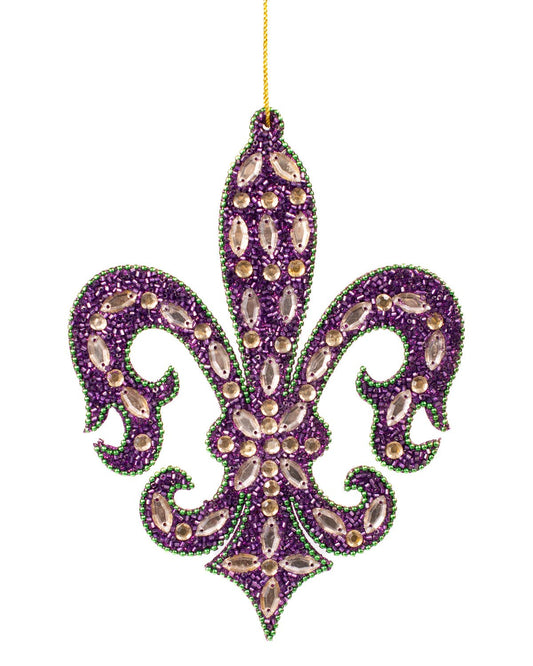 Calliope Fleur de Lis Ornament   Purple/Green/Gold   5x7
