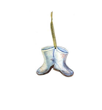 White Shrimp Boots, Dirty White Boots Ornament