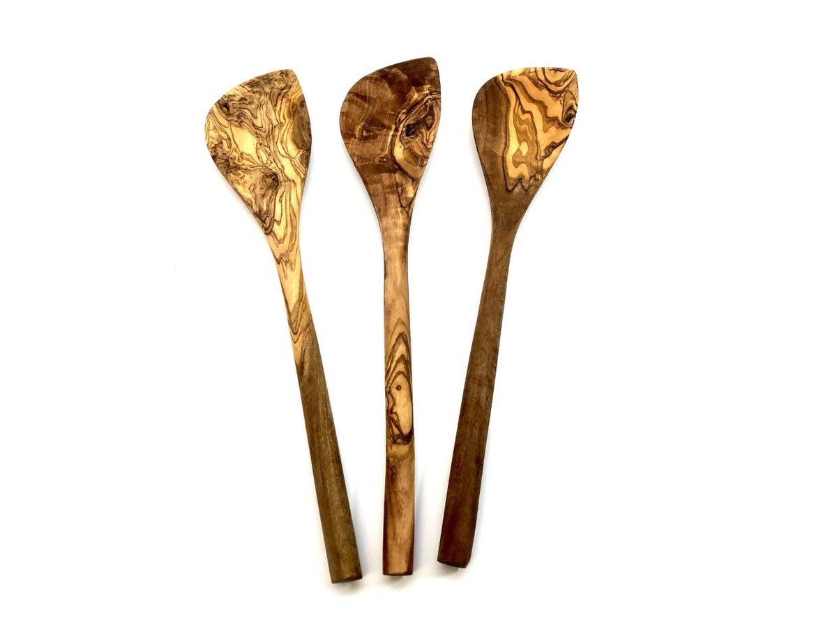 Roux spoon with corner made of olive wood