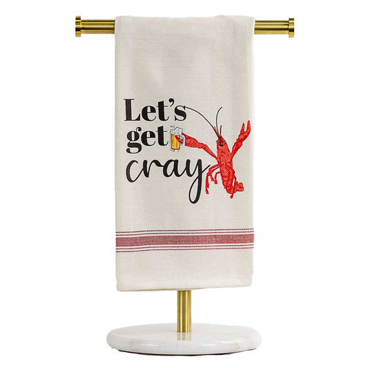 Towel - Let's Get Cray Cheers Hand Towel   Cream/Red/Black   20x28