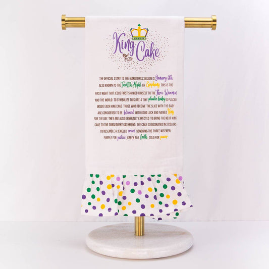 Towel - Story of the King Cake Ruffle Hand Towel   White/Multi  20x28
