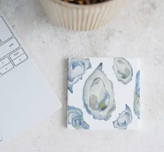 Coaster - Blue Oyster Watercolor Coaster Square Ceramic 4x4