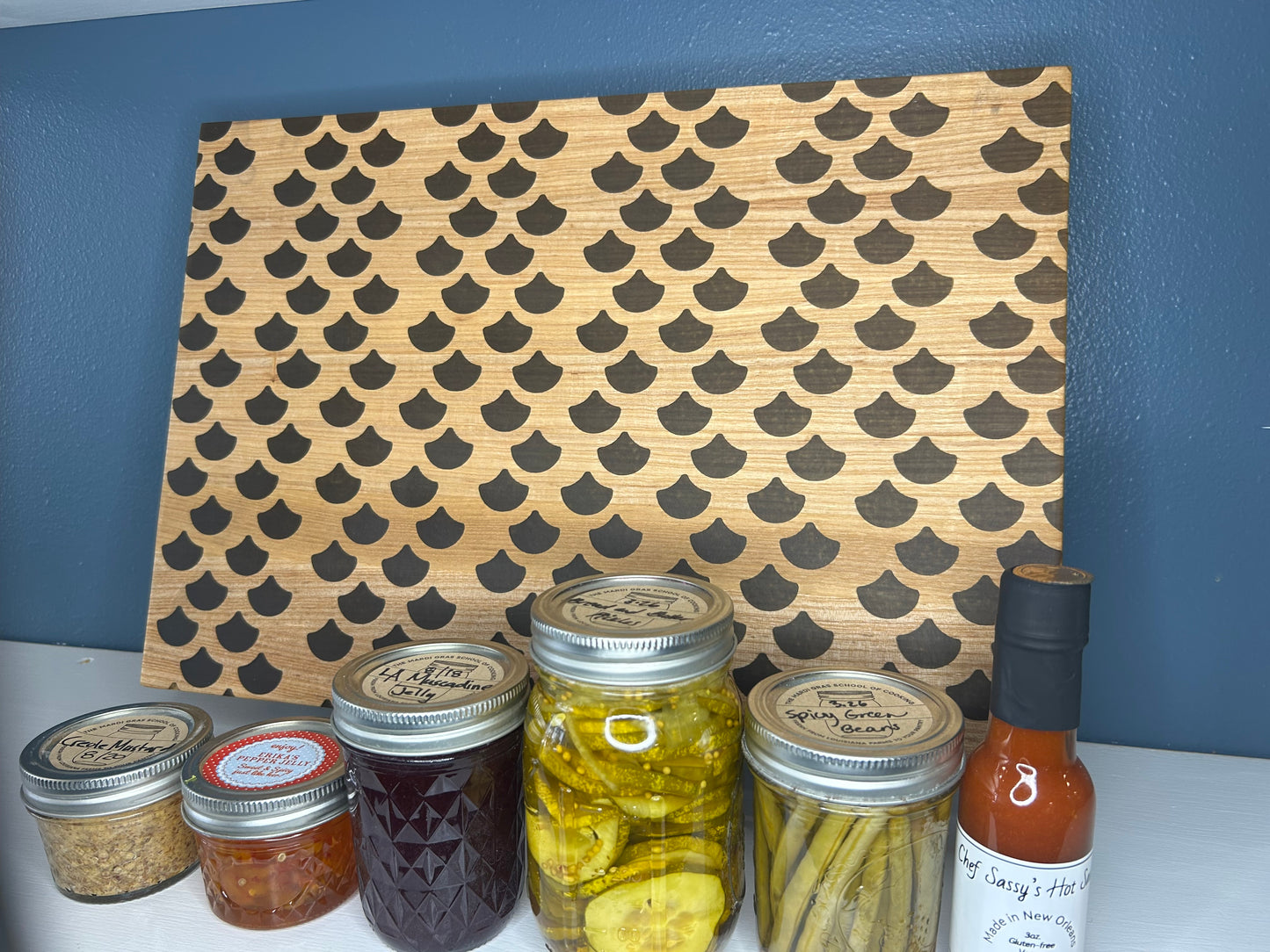 Ash Wood Charcuterie Board Fish Scale Pattern