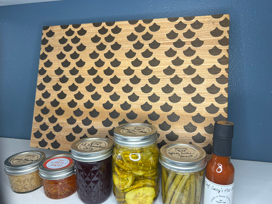 Ash Wood Charcuterie Board Fish Scale Pattern