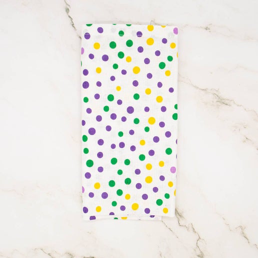 Napkins - Krewe Polka Dot Napkin White-Multi 18x18