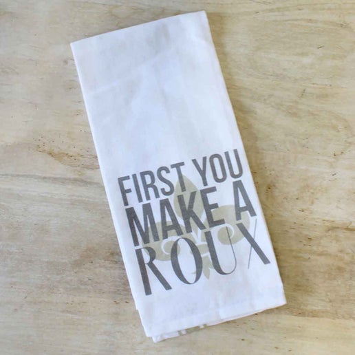 Towel - Make A Roux Hand Towel White Taupe 20x28