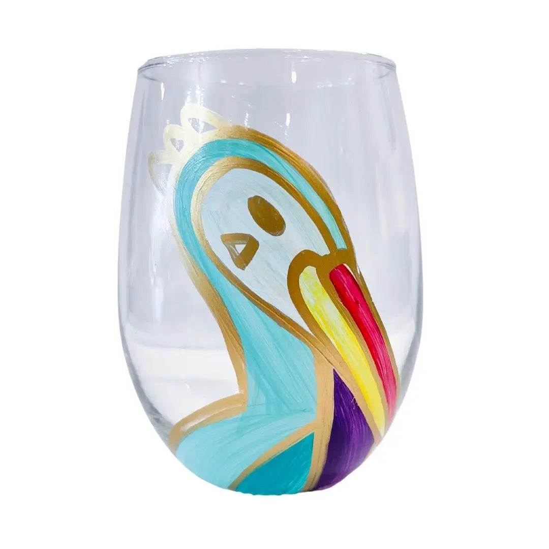 Wine Glass - Pelican Hand Painted Wine Glass