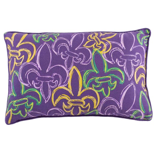 Pillow St. Charles Fleur de Lis Purple-Multi 13x20