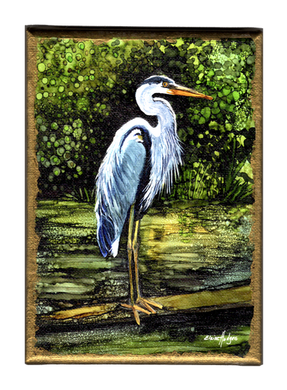 Blue Heron on Bayou Stretched Canvas