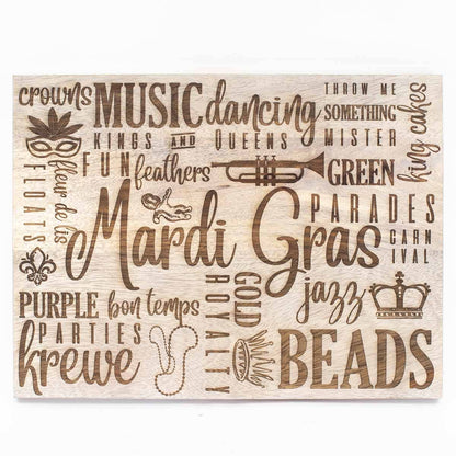 Mardi Gras Traditions Serving Board   Antique White   10.5x14