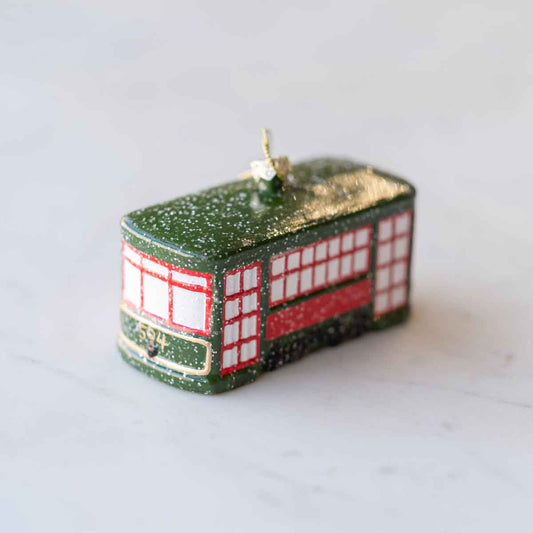 Streetcar Ornament   Green/Red   4"