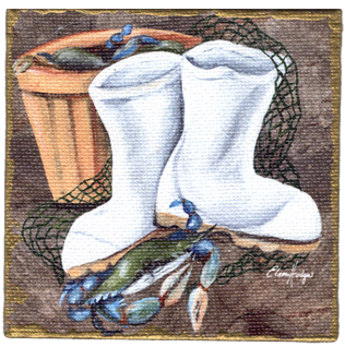 White Boots and Crabs Canvas Magnet