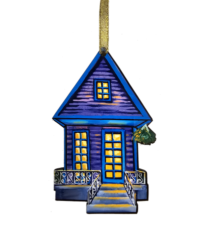 New Orleans Purple Shotgun House Ornament