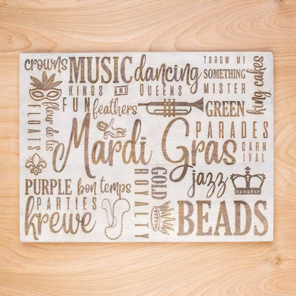 Mardi Gras Traditions Serving Board   Antique White   10.5x14