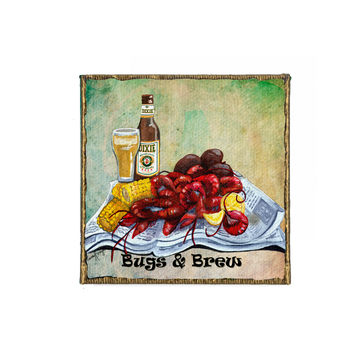 Crawfish Bugs and Brew Canvas Magnet