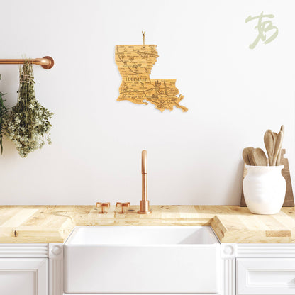 Destination Louisiana Cutting Board with Engraved Artwork
